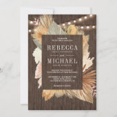 Boho Pampas乾燥したヤシの木結婚すべて 招待状 (正面)