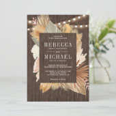 Boho Pampas乾燥したヤシの木結婚すべて 招待状 (スタンド正面)