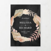 Boho Pampas乾燥パームブラックオールインワン結婚ズ 三つ折り招待状 (カバー)