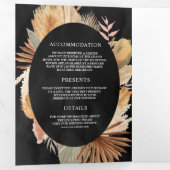 Boho Pampas乾燥パームブラックオールインワン結婚ズ 三つ折り招待状 (内部最初)