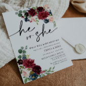 Boho Pampas彼または彼女がジェンダーを明かす招待状 招待状