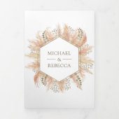 Boho Pampas素朴 Grassフォトコラージュ結婚ズ 三つ折り招待状 (カバー)