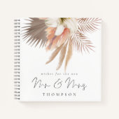 Boho Pampas花模様台本Mr. Mrs Guest Book ノートブック (正面)