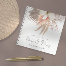 Boho Pampas花模様台本Mr. Mrs Guest Book