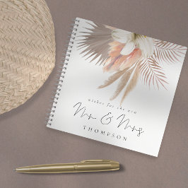 Boho Pampas花模様台本Mr. Mrs Guest Book ノートブック