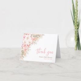 Boho Pampas蘭Peoniesありがとう赤ちゃんシャワー サンキューカード