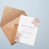 Boho Pampas and Blush Rose Wedding Invitation 招待状