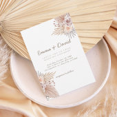 Boho Pampas and Blush Rose Wedding Invitation 招待状