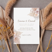 Boho Pampas and Blush Rose Wedding Invitation 招待状