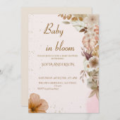 Boho Pampas Baby Shower Invitation ,Neutral Modern 招待状 (正面/裏面)