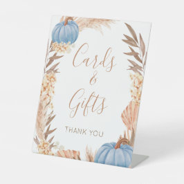 Boho Pampas blue Pumpkin cards & gifts sign 台座サイン