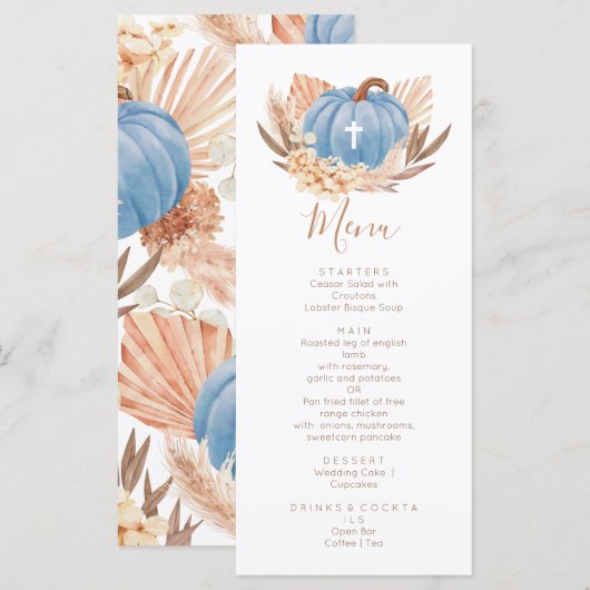 Boho Pampas blue Pumpkin religious メニュー (正面/裏面)