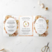 Boho Pampas Drayed Palm All 結婚 In One's 三つ折り招待状 (内部)