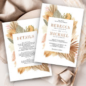 Boho Pampas Drayed Palm All 結婚 In One's 招待状