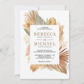 Boho Pampas Drayed Palm All 結婚 In One's 招待状 (正面)