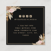Boho Pampas Floral Black スクエア名刺 (裏面)