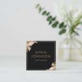 Boho Pampas Floral Black スクエア名刺 (スタンド正面)
