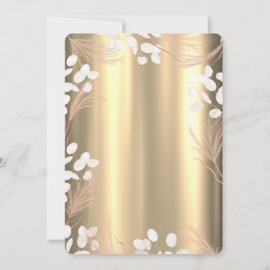 Boho Pampas Flowers Gold 80th Birthday  招待状 (裏面)