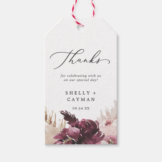 Boho Pampas Grassありがとう ギフトタグ (正面)