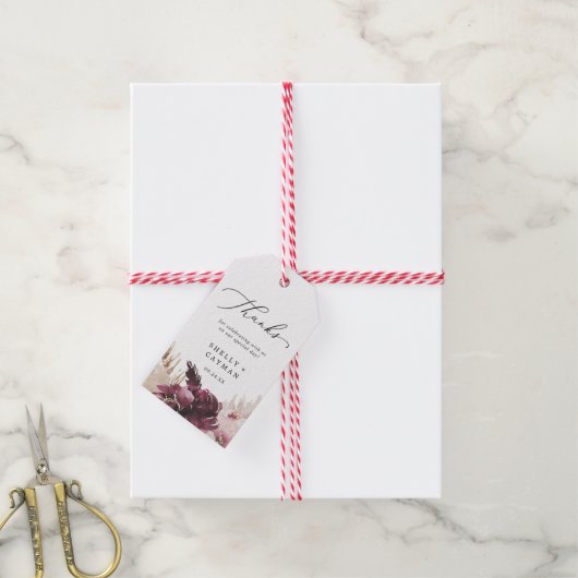 Boho Pampas Grassありがとう ギフトタグ (より糸付き)