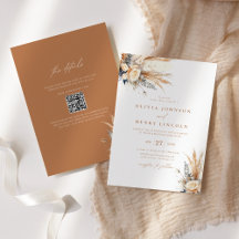 Boho Pampas Grassの結婚フローラQRコード