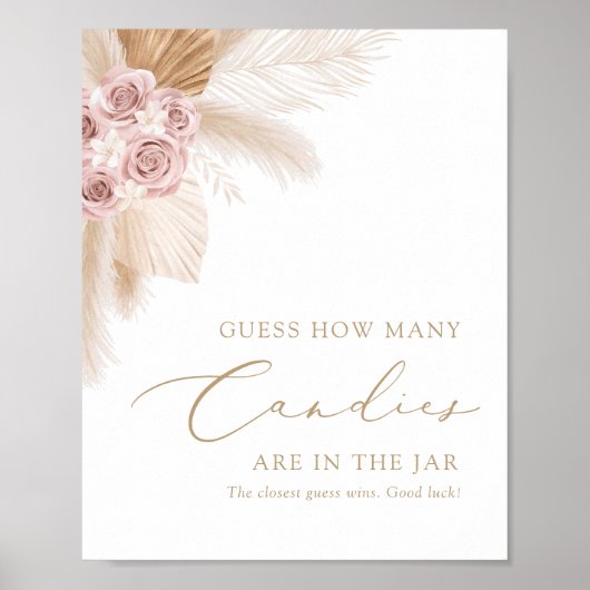 Boho Pampas Grassはキャンディーズの数のサインを推測 ポスター (正面)