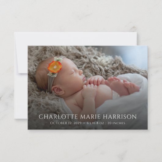 Boho Pampas Grassエレガント写真誕生のお知らせ ノートカード (正面)