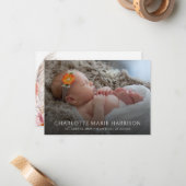 Boho Pampas Grassエレガント写真誕生のお知らせ ノートカード (正面/裏面インサイチュ)