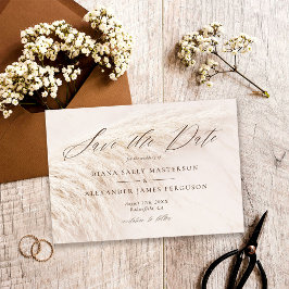 Boho Pampas Grassエレガント Save the Date Card セーブザデート