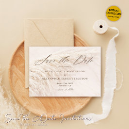 Boho Pampas Grassエレガント Save the Date Card セーブザデート