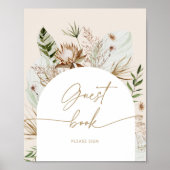 Boho pampas grassゲストブックポスターに署名 ポスター (正面)