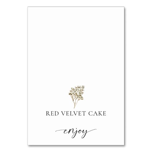 Boho Pampas Grassテンテッドフードラベル結婚ズビュッフェ テーブルナンバー (正面)