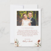 Boho Pampas Grassフローラアー結婚チの写真 サンキューカード (裏面)