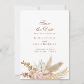 Boho Pampas Grassモダン Save the Date Card セーブザデート (正面)