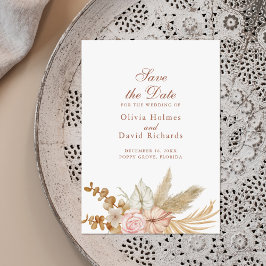 Boho Pampas Grassモダン Save the Date Card セーブザデート
