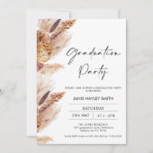 Boho Pampas Grass写真卒業パーティー 招待状 (正面)