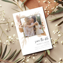 Boho Pampas Grass写真結婚式の日付を保存 セーブザデート