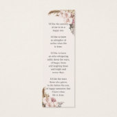 Boho Pampas Grass写真葬儀記念ブックマーク (裏面)