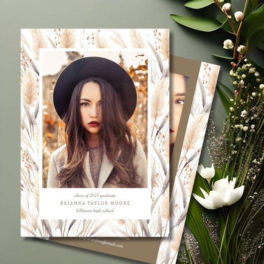 Boho Pampas Grass大学院の写真発表 招待状