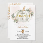 Boho Pampas Grass小さなカボチャ赤ちゃんシャワー 招待状 (正面/裏面)
