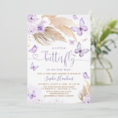 Boho Pampas Grass小さな蝶の赤ちゃんシャワー 招待状 (スタンド正面)