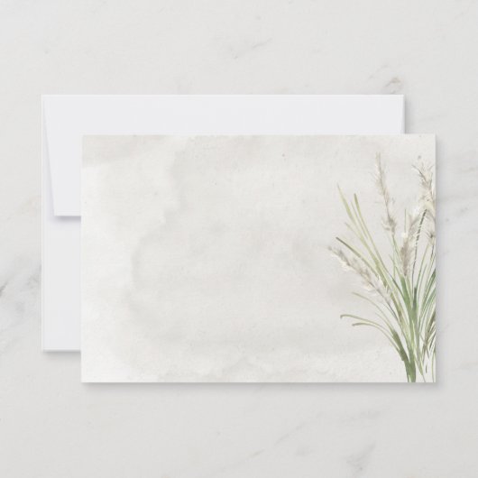 Boho Pampas Grass応答ミニマルカーモダンド 出欠カード (裏面)