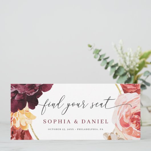 Boho Pampas Grass結婚の座席表を見つける プログラム (スタンド正面)