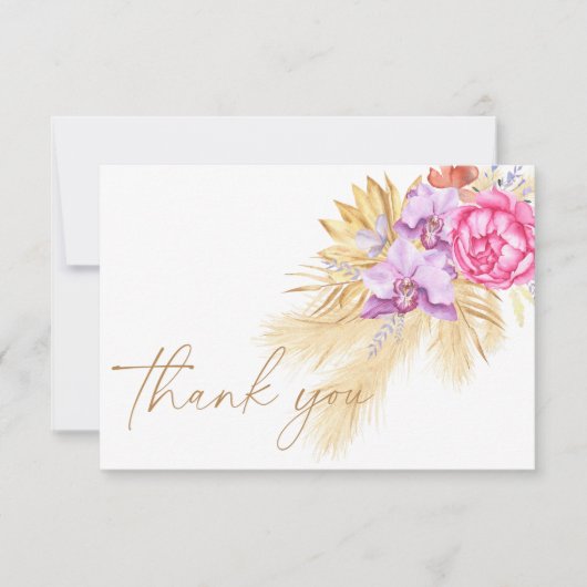 Boho pampas grass – 赤ちゃんシャワー感謝していユー サンキューカード (正面)