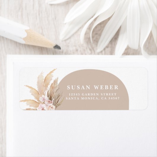 Boho Pampas Grass Arch招待ラベル ラベル (インサイチュ)