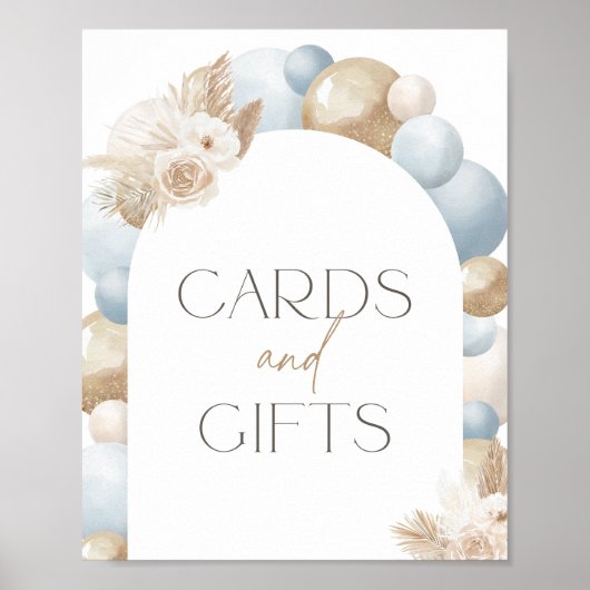Boho Pampas Grass Arch赤ちゃんシャワーカードとギフト ポスター (正面)