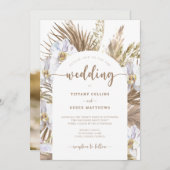 Boho Pampas Grass Arch Photo 結婚's 招待状 (正面/裏面)