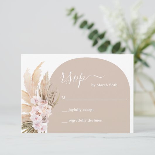 Boho Pampas Grass Arch RSVPカード (スタンド正面)