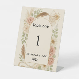Boho Pampas Grass Arch Table Number Pedestal Sign  台座サイン