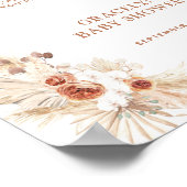 Boho Pampas Grass BABYシャワー歓迎サイン ポスター (角)